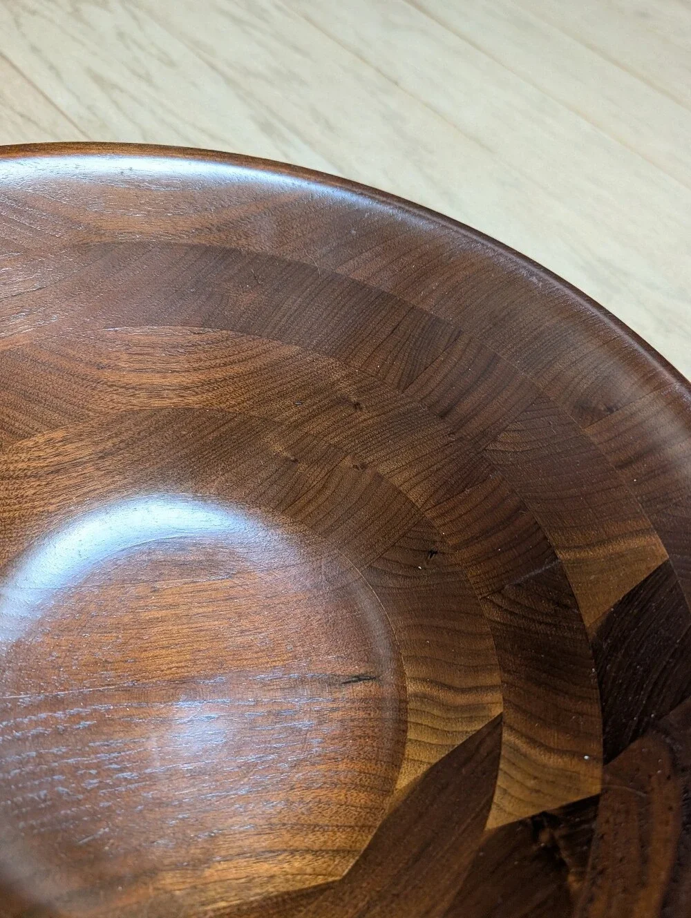vintage mid century modern VERMILLION walnut bowl mcm